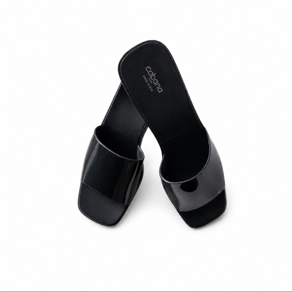 💥🆕💥CABANA by CROWN & IVY Black Patent Leather Slide Heels Size 9